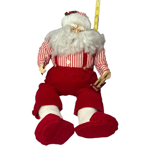 Vintage Sitting Santa with Slippers 13" Tall Rocking Horse Paint Brush Porcelain - Picture 10 of 11